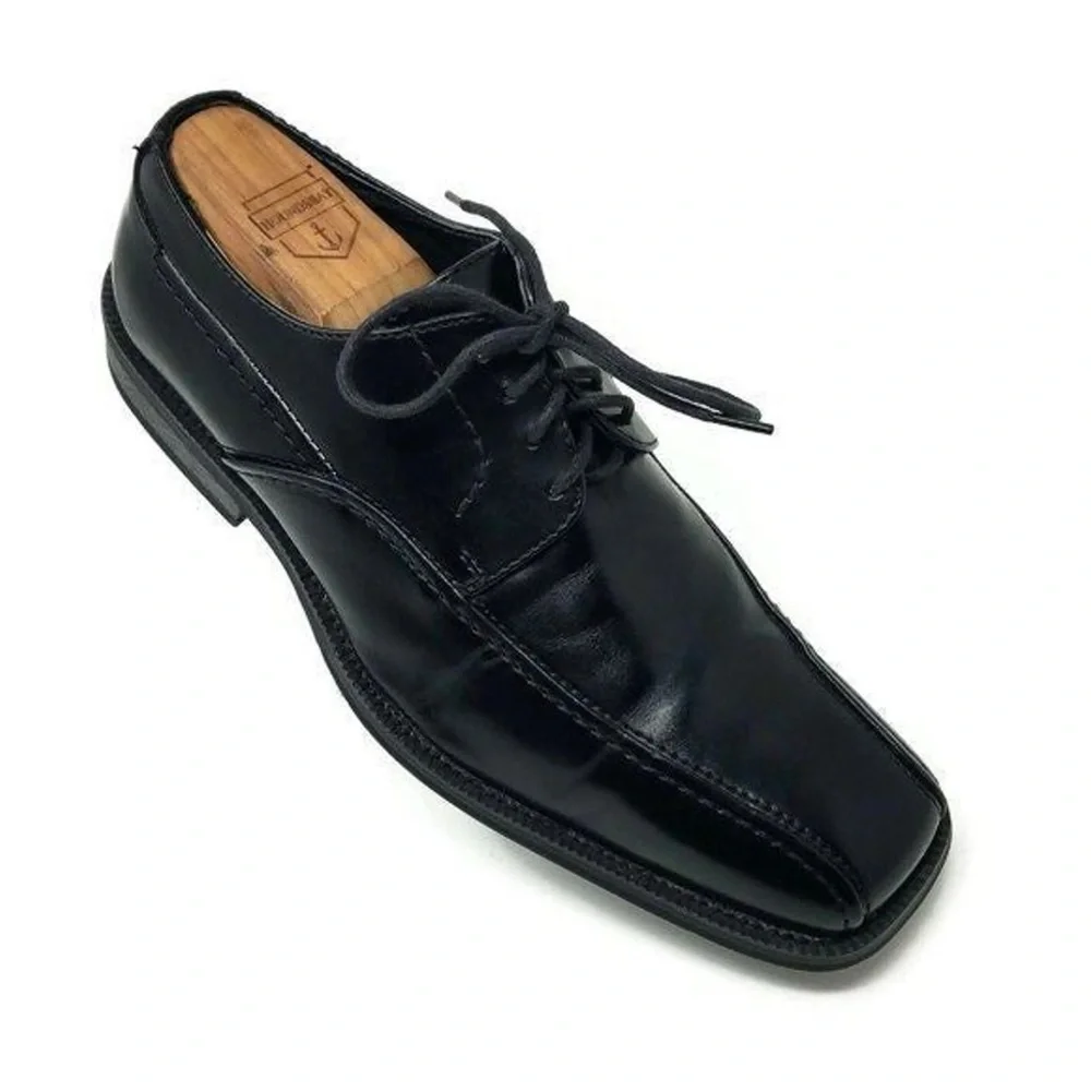 Via Europa Troy Black Leather Bicycle Toe Oxford Lace - Picture 4 of 9